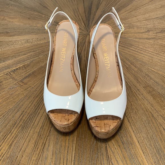 Stuart Weitzman Riveria Wedge - Patent White NWOB - Picture 2 of 7